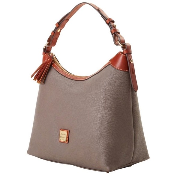Dooney & Bourke Pebble Grain Erin Hobo Shoulder Bag - Elephant with dust bag - Picture 2 of 12
